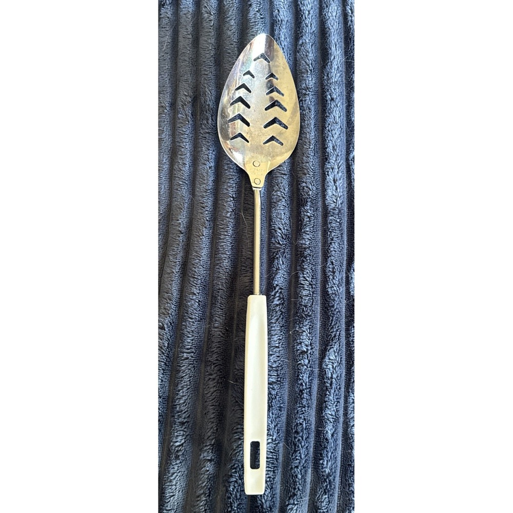 VTG Androck Chrome Plate Slotted Serving Spoon Utensil USA Stain Steel Prop